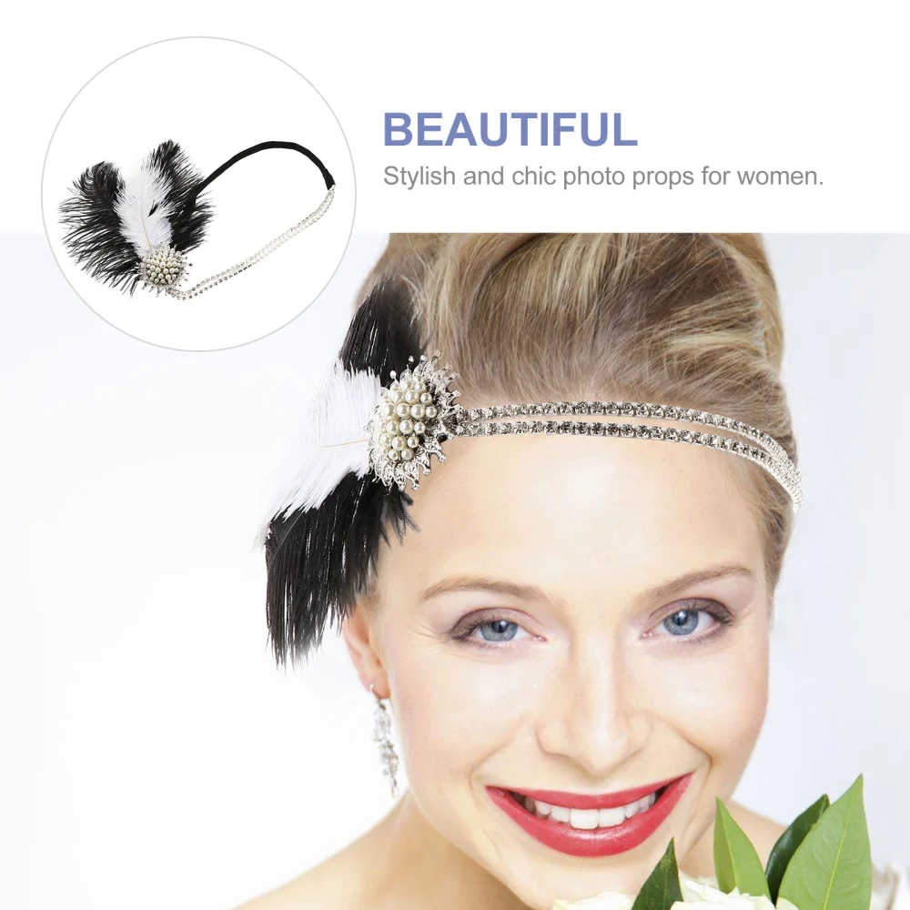 Delicate Feather Headband Fashion Decorative Hairband Party Headdress (Beige)