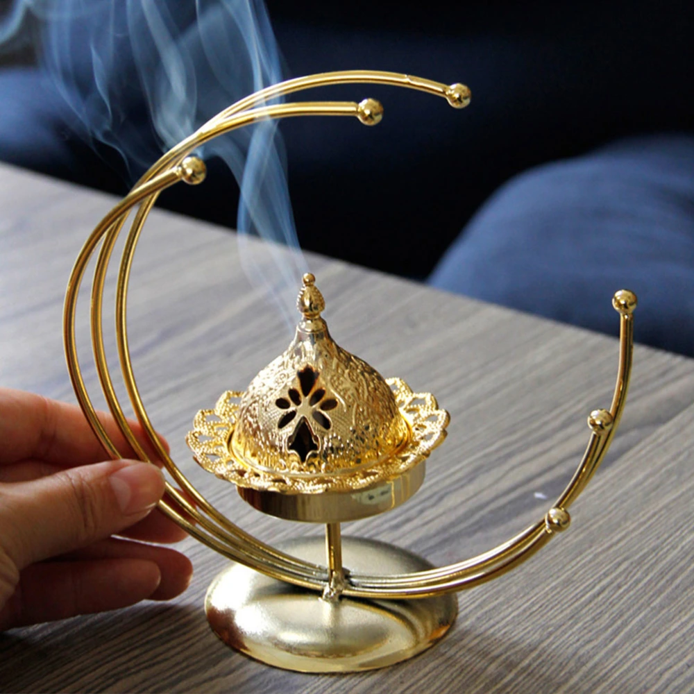 1Pc Simple Incense Burner Decorative Candlestick Dual-purpose Adornment (Golden)