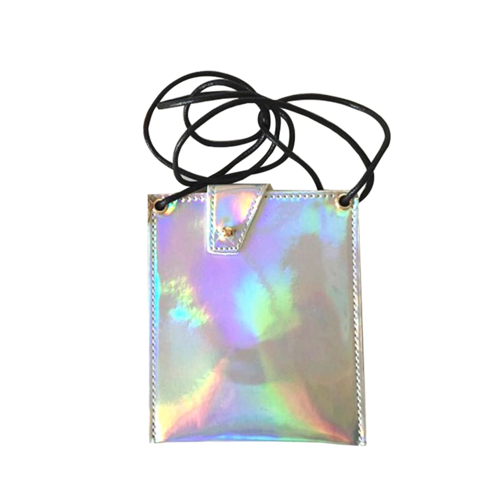 Hologram Clutch Purse Wallet Handbag Crossbody Bag Holographic Leather Evening Clutch Bag for Women with Rope - Size S