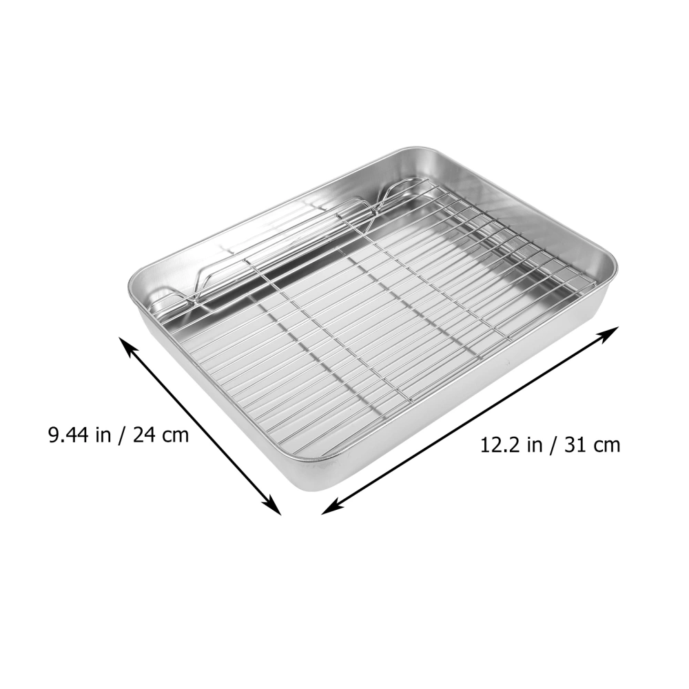 1 set of Japanese Style Baking Tray Stainless Steel Baking Pan Kitchen Supply