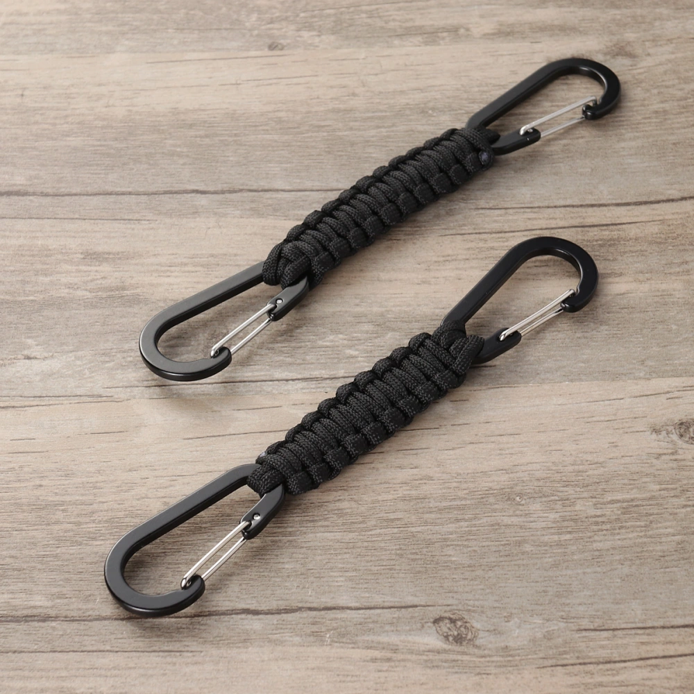 2 PCS Multi-functional Paracord Keychains with Rings Lanyards Key Chains Heavy Duty Holder Rings Hiking Climbing Keychains for Men Women Outdoors (Black)