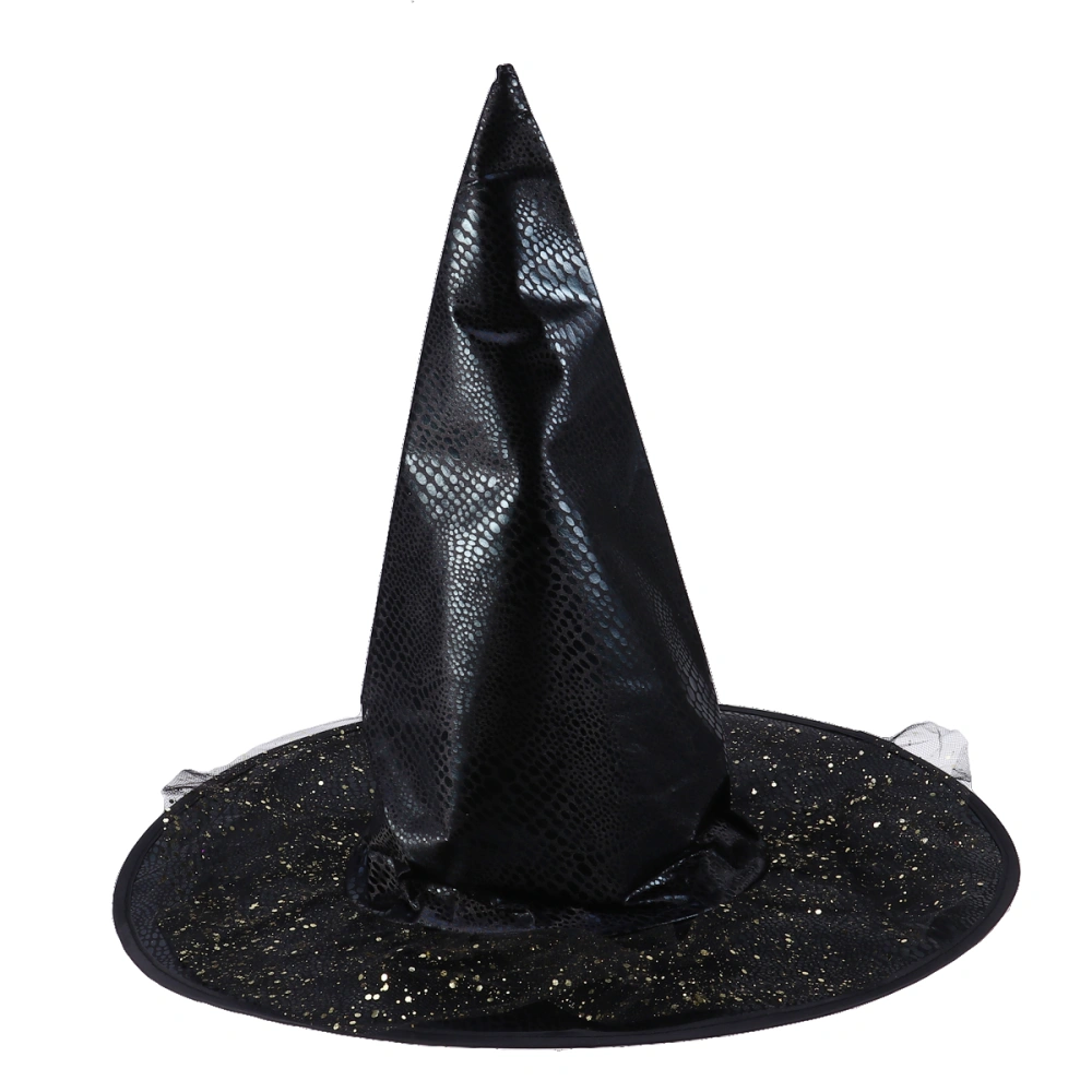 Black Gauze Halloween Witch Hat Party Costumes Leather Witch Caps Party Props Cosplay Costume Accessories