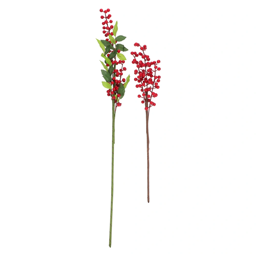 2pcs Home Berry Decors Lifelike Berry Branches Wedding Decorations (Red, Green)