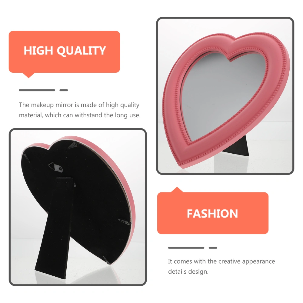 1pc Home Use Desktop Makeup Mirror Creative Heart Shaped Makeup Mirror