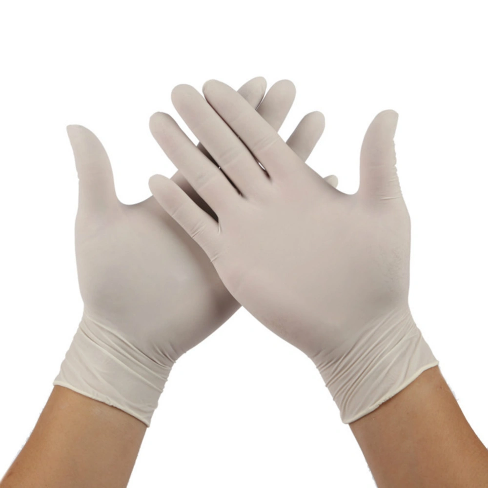 50 Pairs Disposable Latex Gloves Thicken Rubber Gloves Powder Free Exam Gloves for Cleaning Salon Painting (Size S)