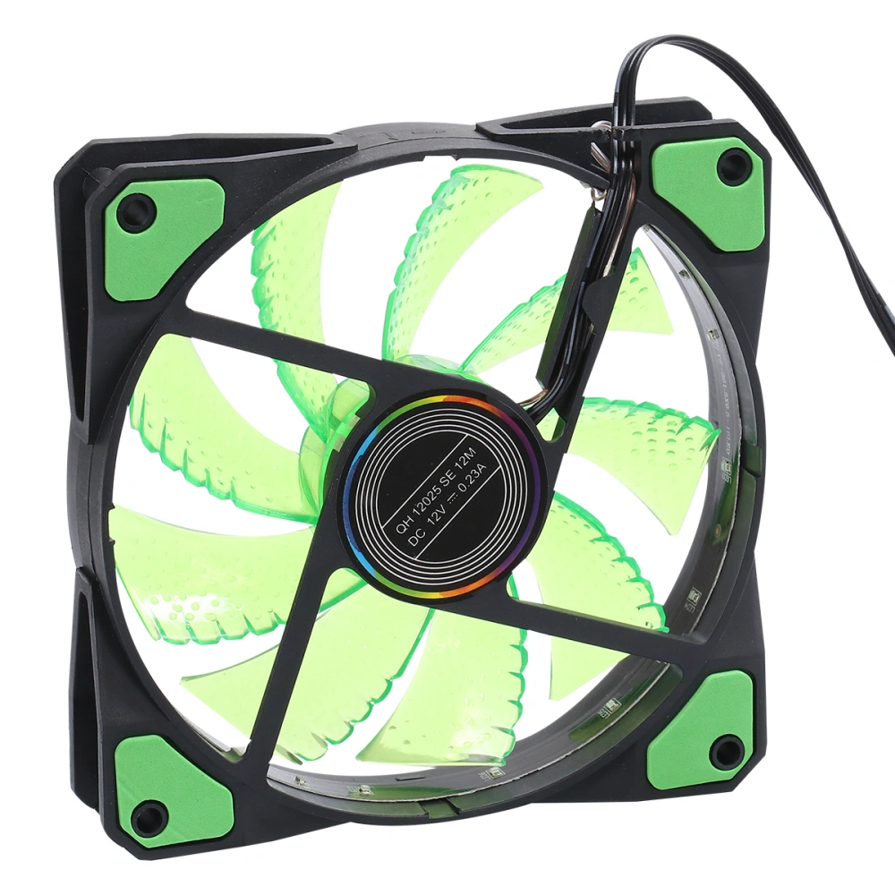 1PC 12CM Computer Case Fan Power Supply LED Luminous Fan Mute Heat Sink Fan for Home Use (Green)