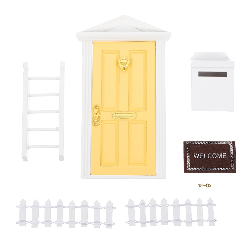 1 Set of Doll House Outdoor Miniature Scene Color Door Ladder Combination Decor