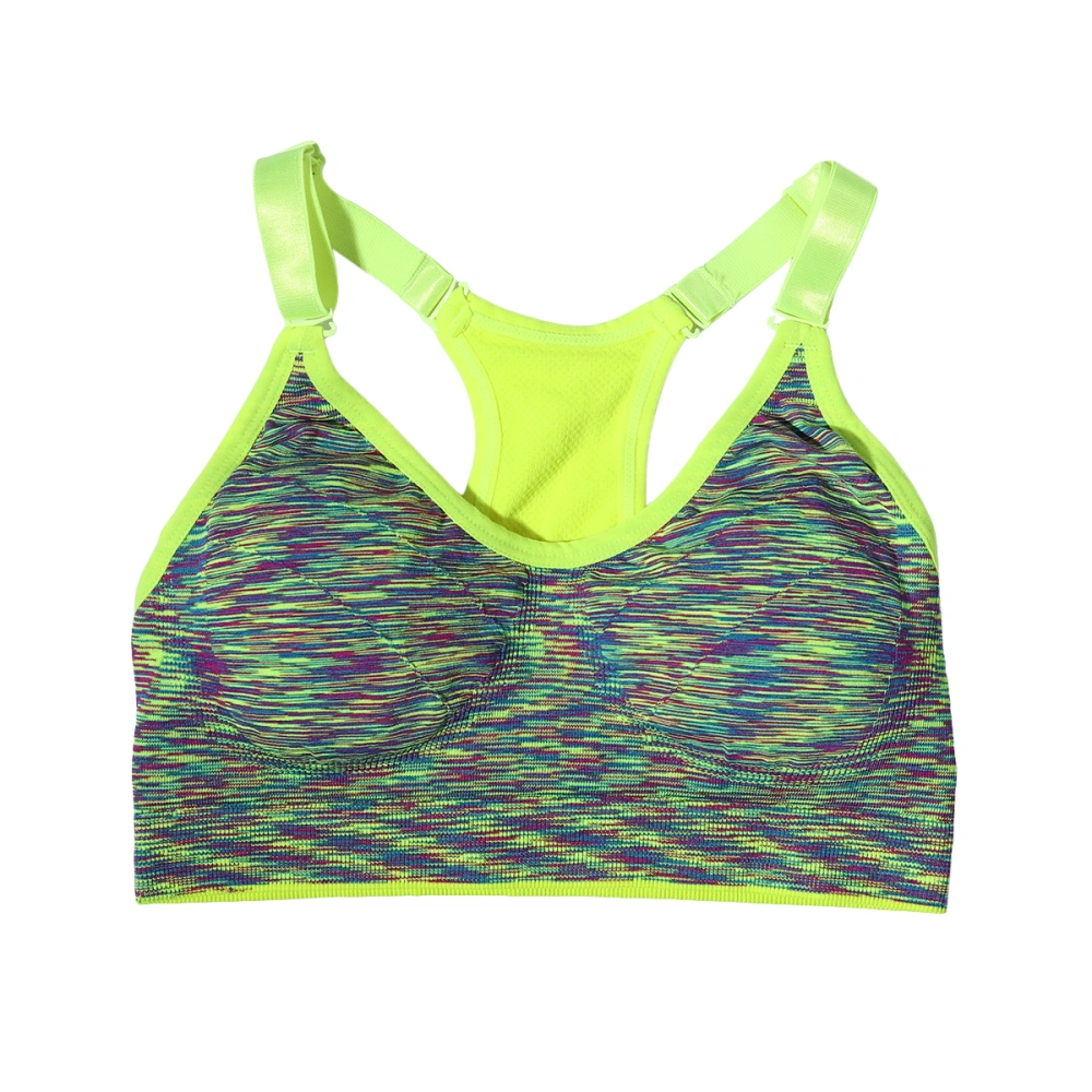 High Sports Bra Vest Space Dye Seamless Wirefree Stretchy Breathable Removable Pads for Fitness Gym Yoga Running - L (Shiny Green)