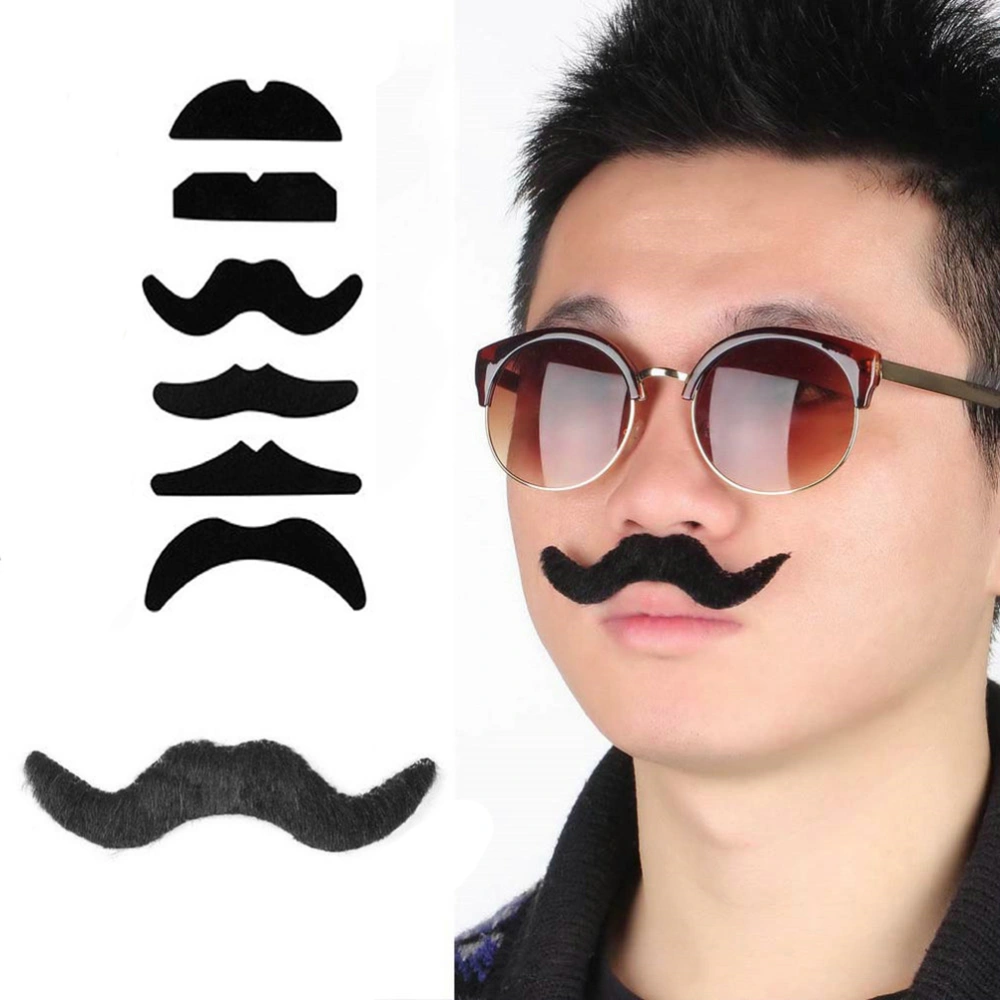 6 Pcs Halloween Novelty Fake Mustaches Mustache Party Supplies Photo Props Self Adhesive Mustaches for Masquerade Party & Performance