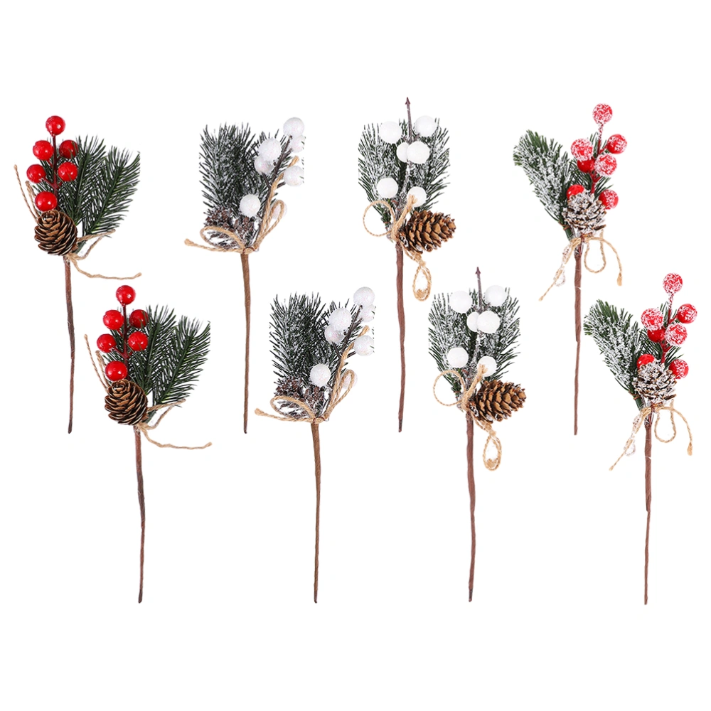 8pcs Artificial Pine Tree Branch Christmas Simulation Plant Ornaments DIY Decors