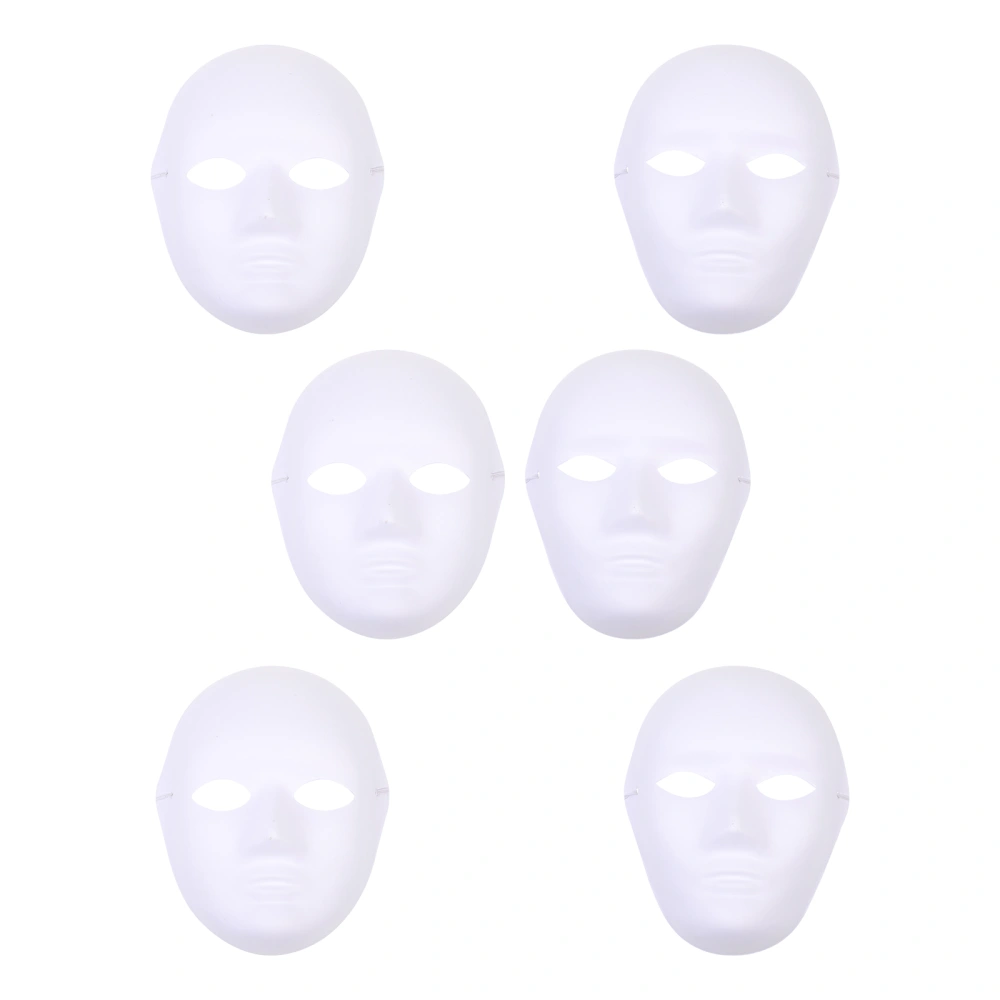 6Pcs Practical DIY White Masks Hand-painted Paper Mask Masquerade Prop for Party