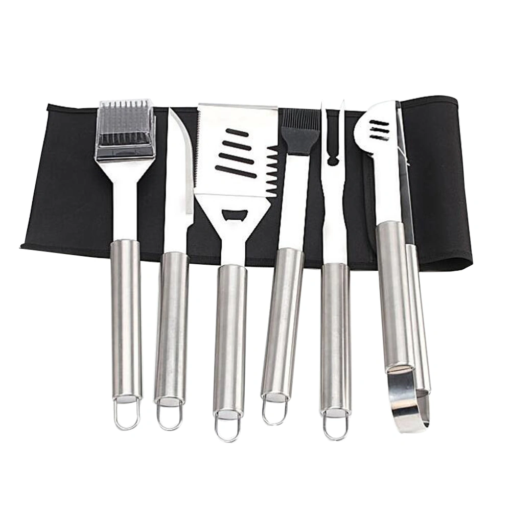 6Pcs Stainless Steel BBQ Tools Perfect Outdoor Barbecue Grill Utensils Set with Oxford Cloth Bag