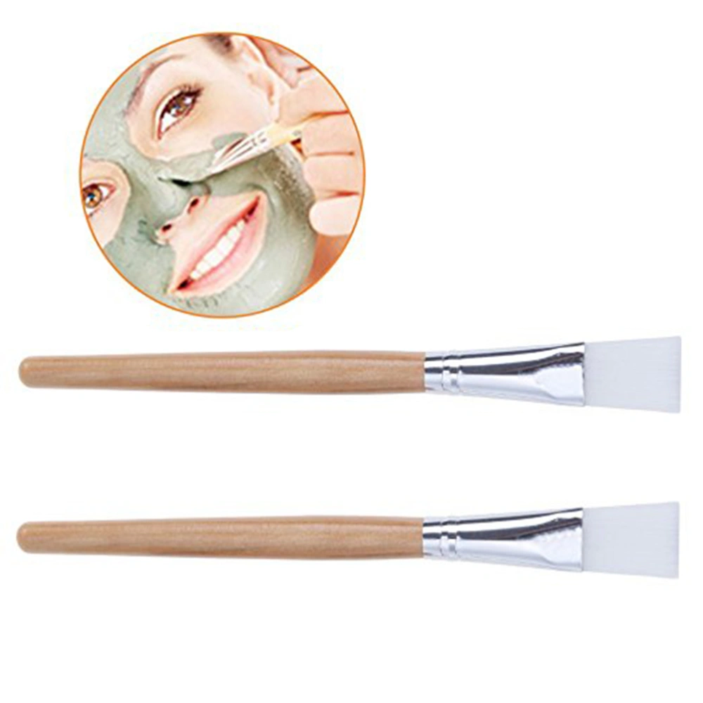 2pcs Wooden Handle Facial Mask Brush Facemask Applicator Brush Professional for Applying Facial Mask Eye Mask or DIY Needs