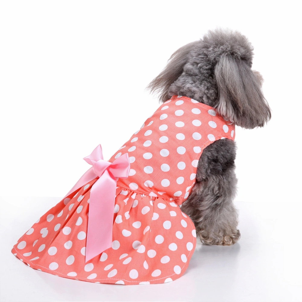 Adorable Summer Pet Dog Dress Dog Costume Pet Clothes Elegant Bowknot Sleeveless Puppy Skirt (M, Orange)