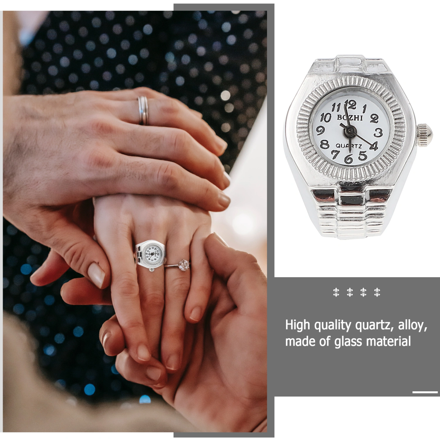 1Pc Women Finger Watch Casual Finger Watch Lady Quartz Finger Ring Watch