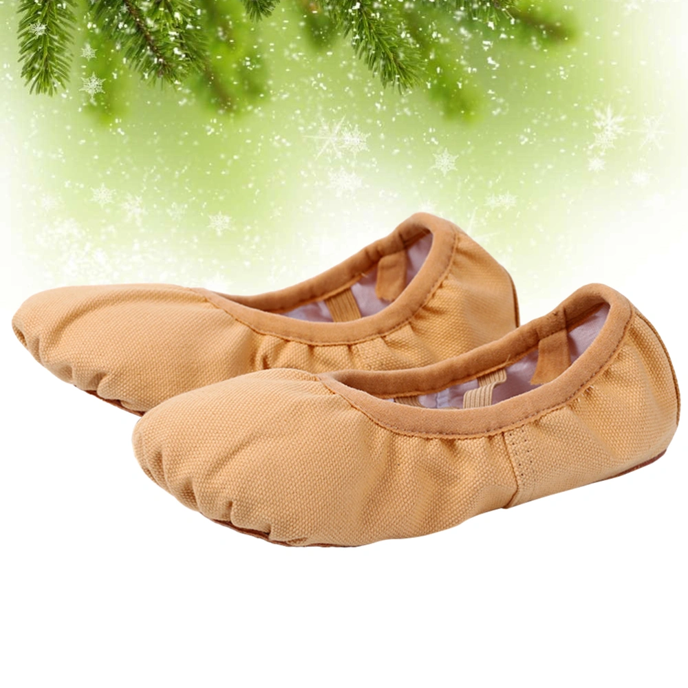 1 Pair Girls Dancing Shoes Sole Ballet Shoes Ballet Dance Practice Shoes Yoga Shoes (Light Brown Size 37 22.5CM, 5.5US,3UK, 36EU,8.8425Inch)