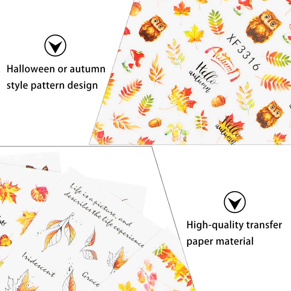 6 Sheets Autumn Halloween Nail Stickers Nail Art Decals Halloween Party Favors