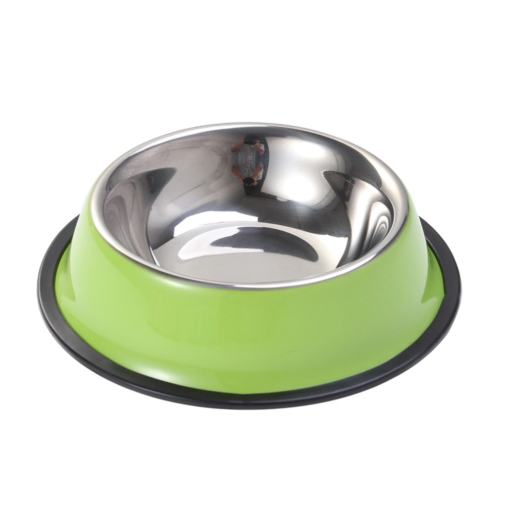 Stainless Steel Dog Bowl for Dish Water Paw Dog Food Bowl Pet Puppy Cat Feeder 18cm (Green)