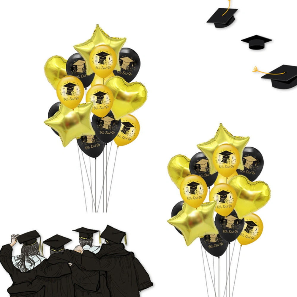 32pcs/1set Graduation Party Balloons Decoration Kit Graduation Balloons 2020 Foil Balloons Latex Balloons (Black Gold)