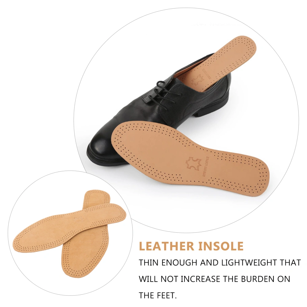 Breathable Deodorant Leather Insoles Absorb Sweat Absorption Replacement Inner Soles Shoes Insole Pads - Size 39-40 (Brown)