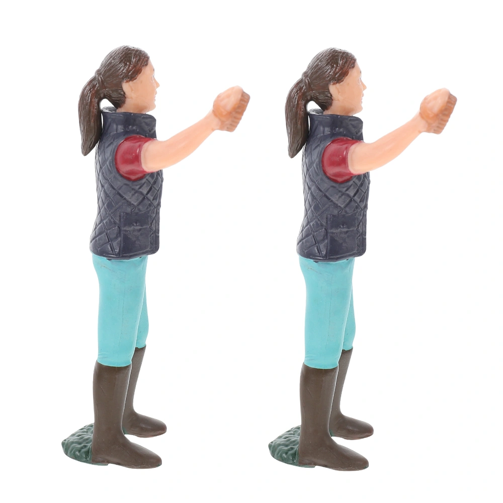 2Pcs Decorative Farmworker Figures Simulation Farmer Models Adorable Farmer Figures