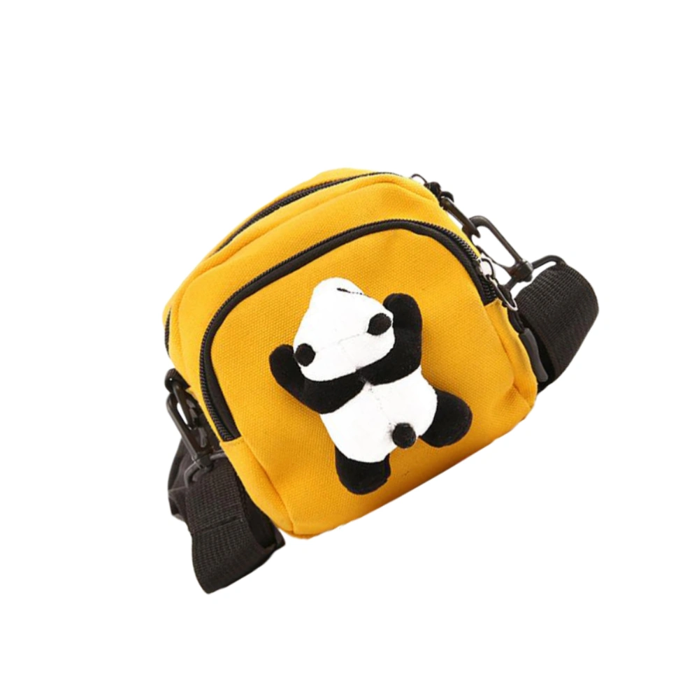 1PC Plush Panda Canvas Crossbody Bag Cartoon Women Messenger Bag Stylish Cross Body Bag Cartoon Backpack (Yellow)