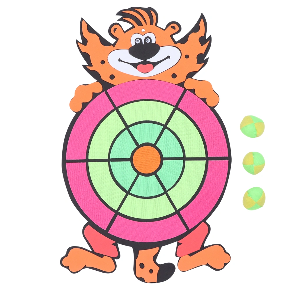 Round Cloth Dart Board Toy Kit Shooting Sticky Target Toy Cloth Art Throwing Darts Toy for Kids Playing (little Raccoon, A Target and 3 Balls)