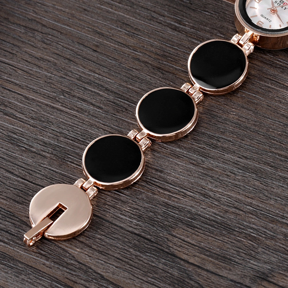 Creative Casual Women Watches Lady Metal Quartz Bracelet Watch (Black with Black Box)