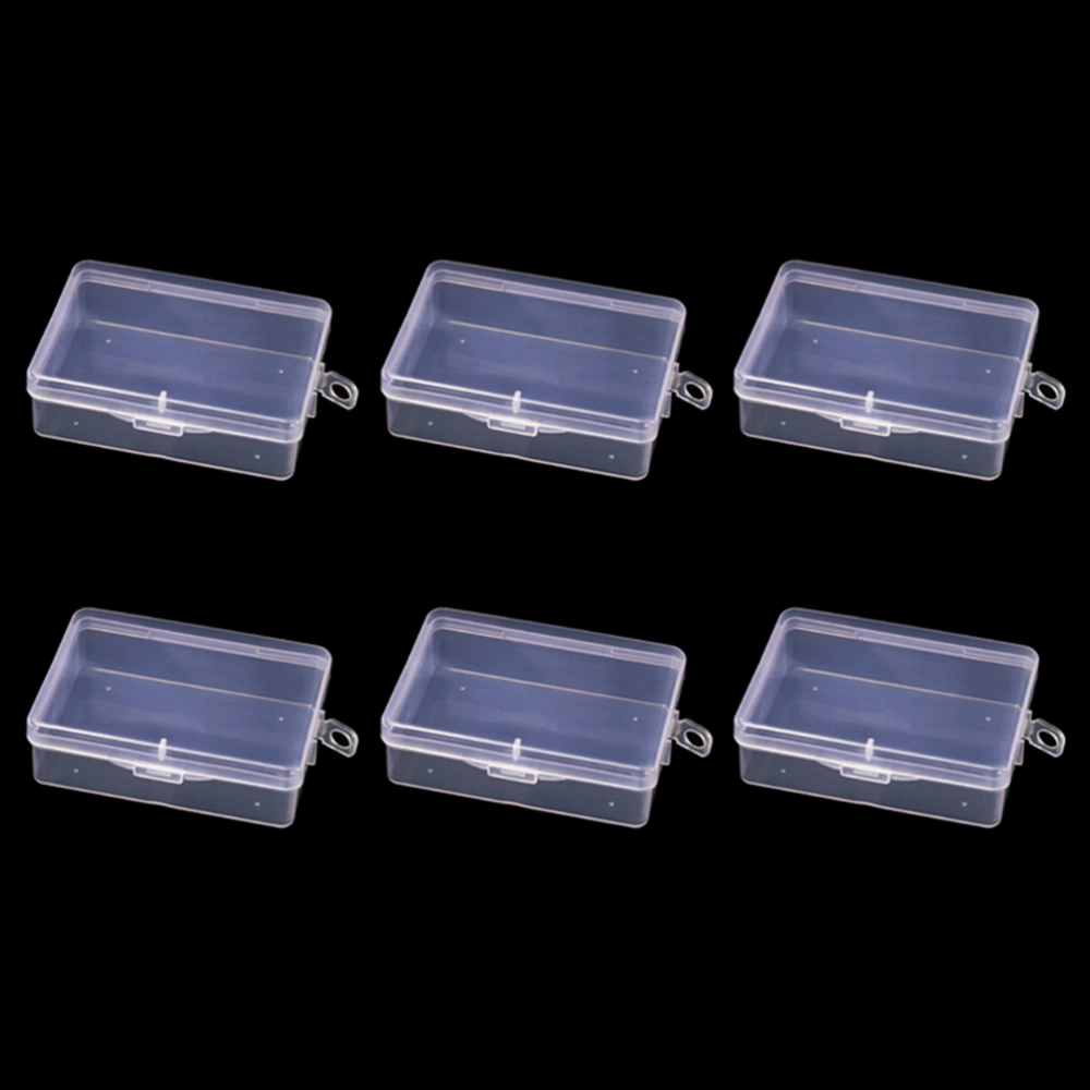 6pcs Rectangular Plastic Storage Box Small Transparent Case Jewelry Container Collection Organizer (11#)