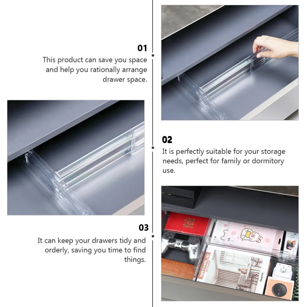 1pc Drawer Sorting Divider Drawer Storage Flexible Divider Board for Home (Transparent)