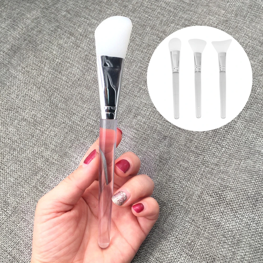 3pcs Silicone Makeup Mask Brush Facial Mask Brushes Brush Face Makeup Brush Face Cleansing Tool For Female Women (Flat + Fan + Round Top)