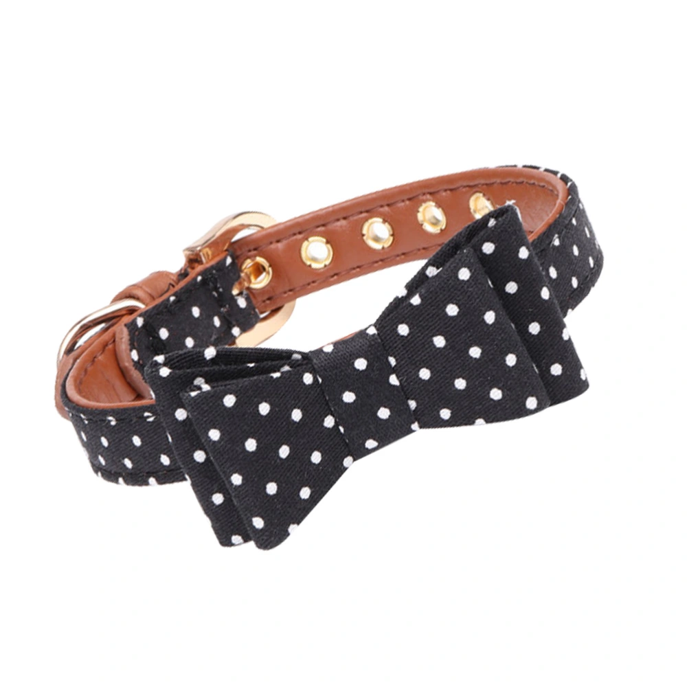 Dog Pet Bow Tie Collar Polka Dot Pet Cat Collar Personalized Collars 1.5x47cm (Black)