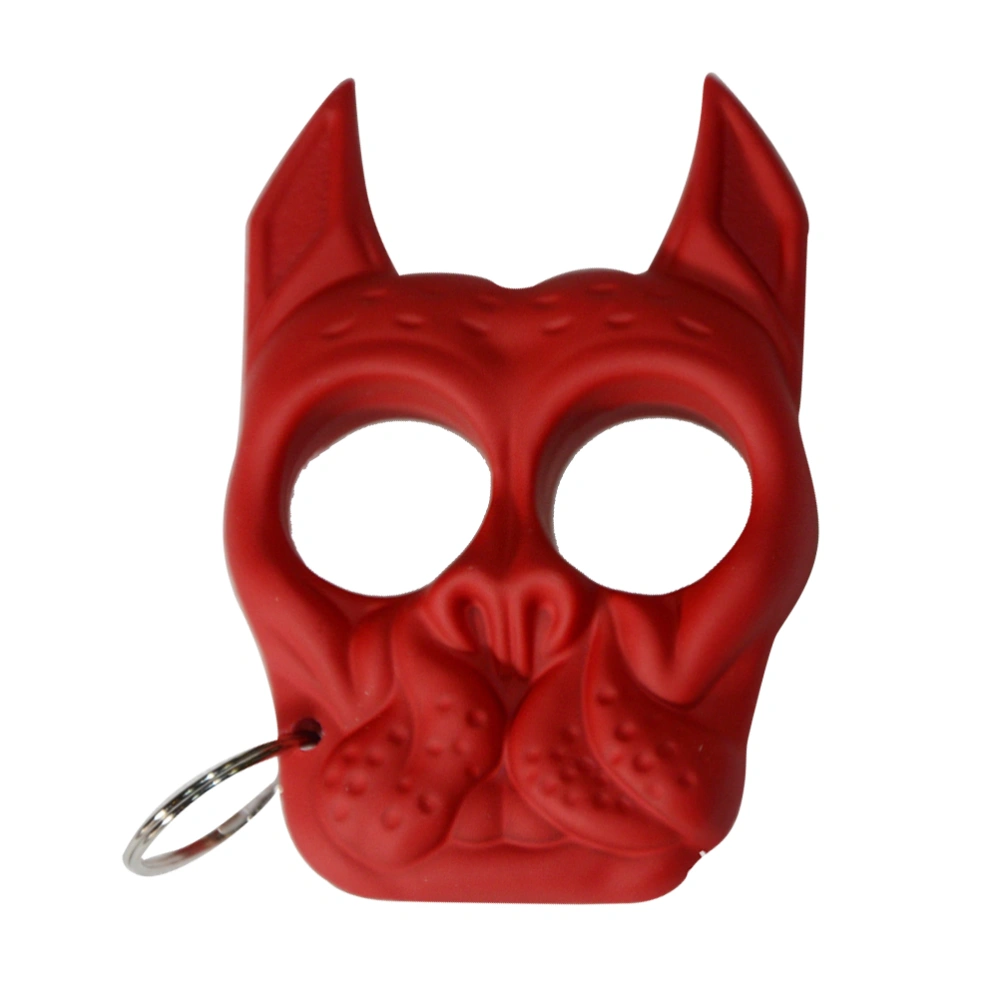 Plastic Steel Key Ring Dog Head Shape Knuckles Mini-Defensive Key Chain (Red)