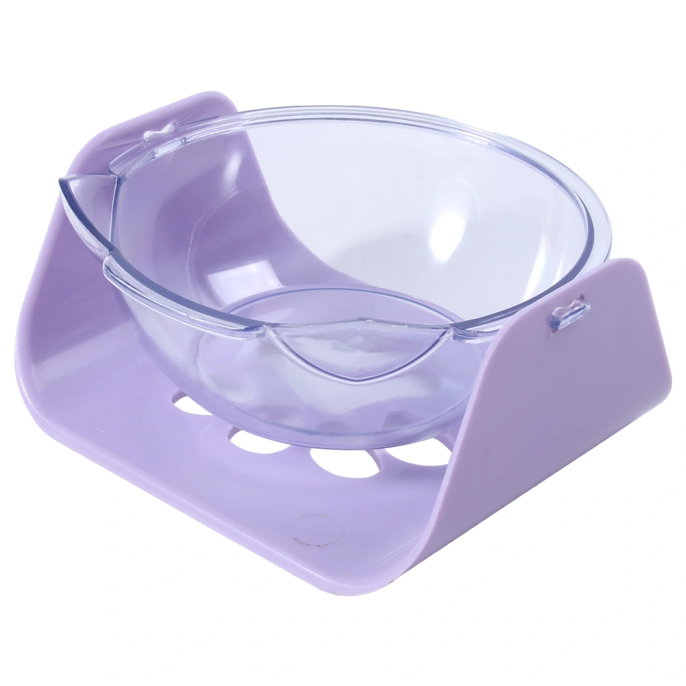 1PC Cat Shaped Bowl Neck Protective Bowl Adjustable Tilted Food Bowl Pet Feeder Drinking Bowl Non-slip Transparent Bowl (Purple)