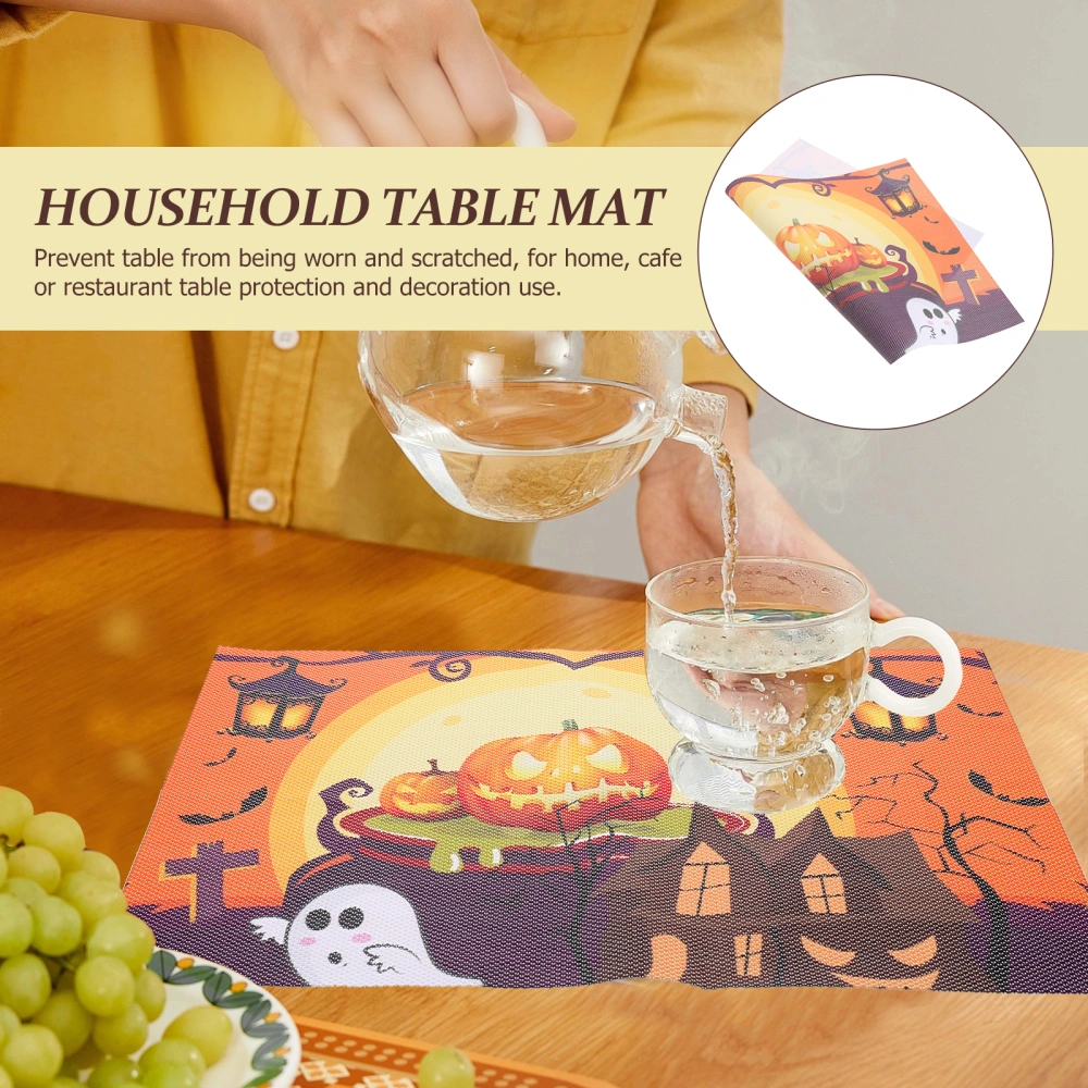 4Pcs Halloween Themed Placemats Heat-resistant Place Mats Dining Table Halloween Placemats