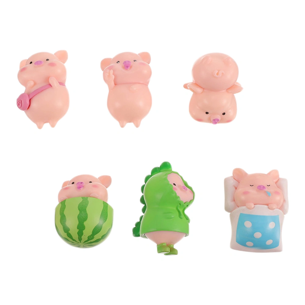 6pcs Cartoon Pig Animals Doll Toy Model Statue Figurine Miniatures Ornament