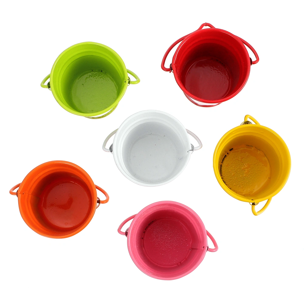 6pcs Mini House Bucket Ornament Mini Bucket Furniture Fairy Garden Supplies