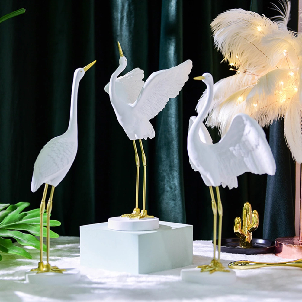 16PC Living Room Crane Ornament Modern Light Luxury Crane Decoration Resin Decor