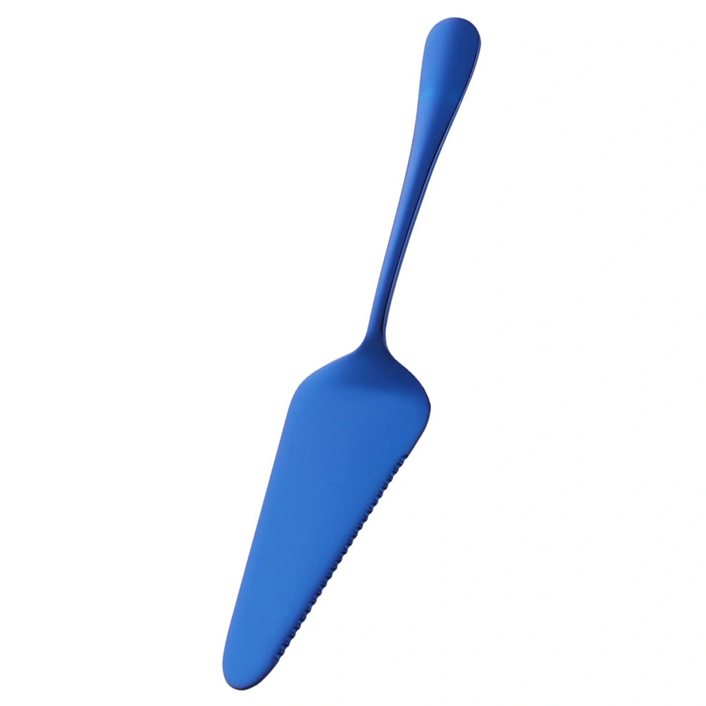 Simple Stainless Steel Serrated Cake Shovel Baking Tool Pizza Cheese Cream Shovel for Kitchen (Blue)