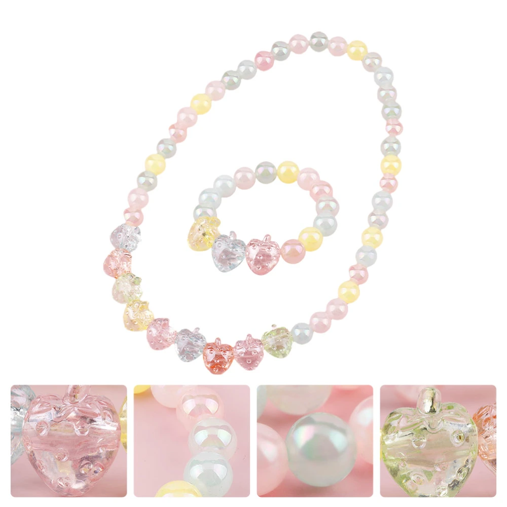 2Pcs/Set Children Decorative Necklace Acrylic Bead Bracelet Kit Kids Jewelry