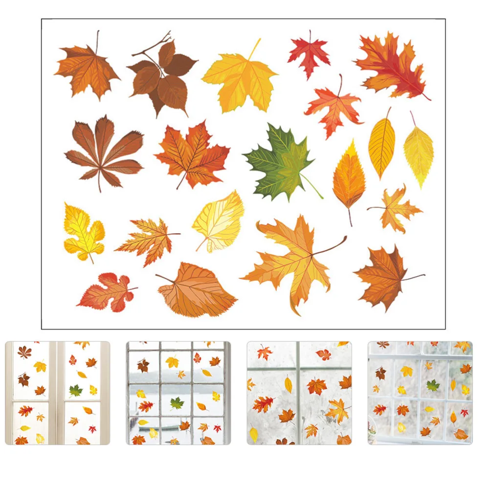 2pcs Creative Thanksgiving Sticker Thanksgiving Decal Autumn Leaves Sticker