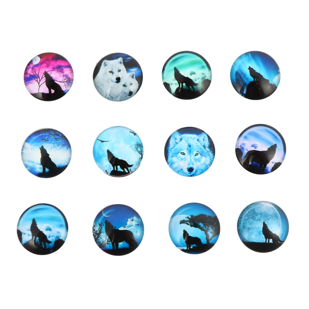 12pcs Wolf Glass Refrigerator Magnets Whiteboard Magnetic Stickers Mixed Styles