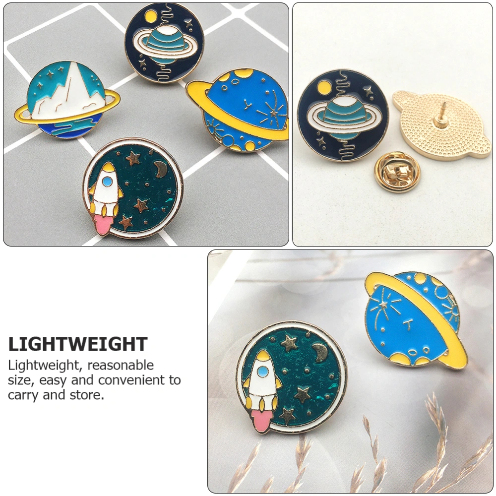 4pcs Planet Style Lapel Pin Delicate Safety Pin Mini Alloy Brooch (Mixed Style)