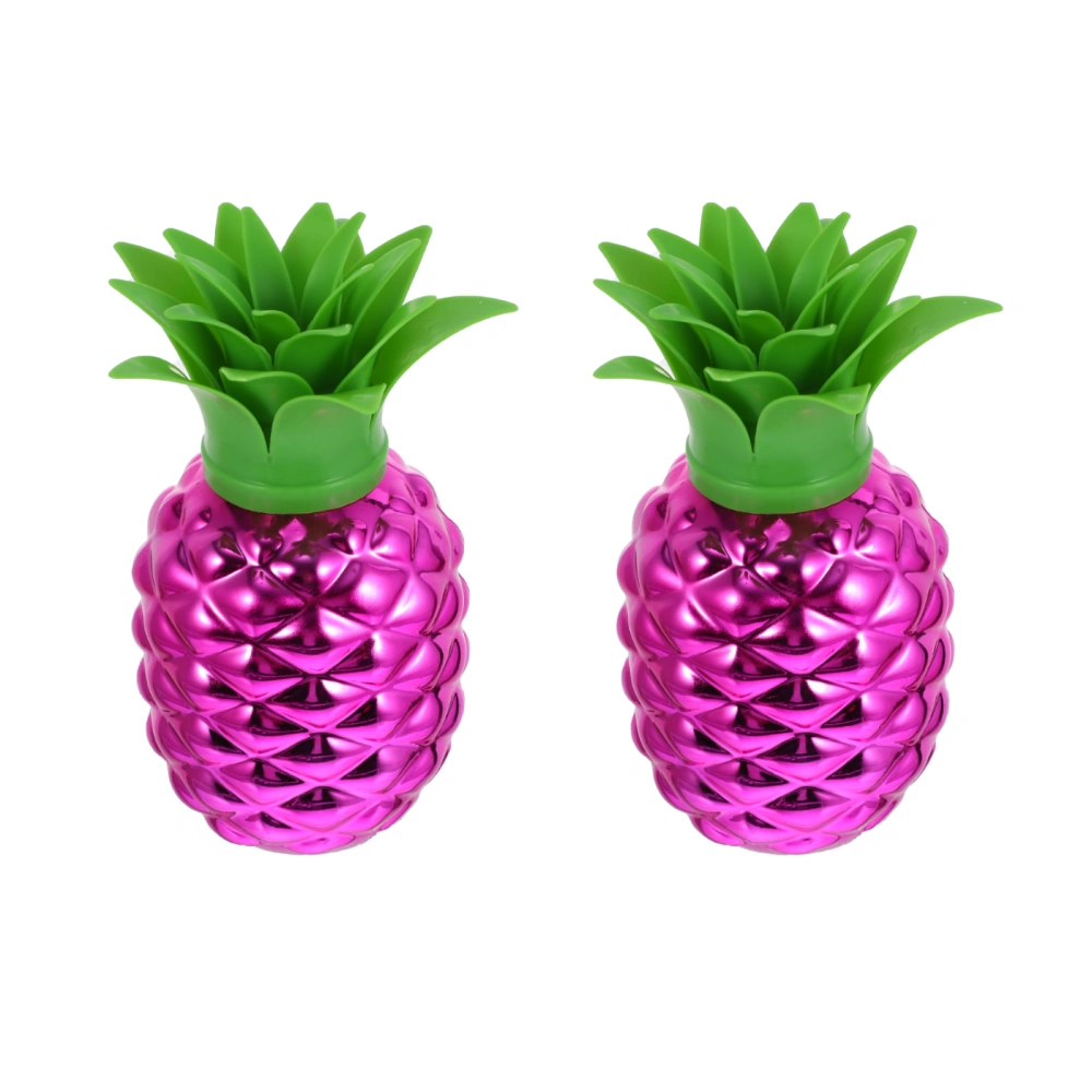 2pcs Plastic Pineapple Cups with Straws Home Decor Hawaiian Party Favors