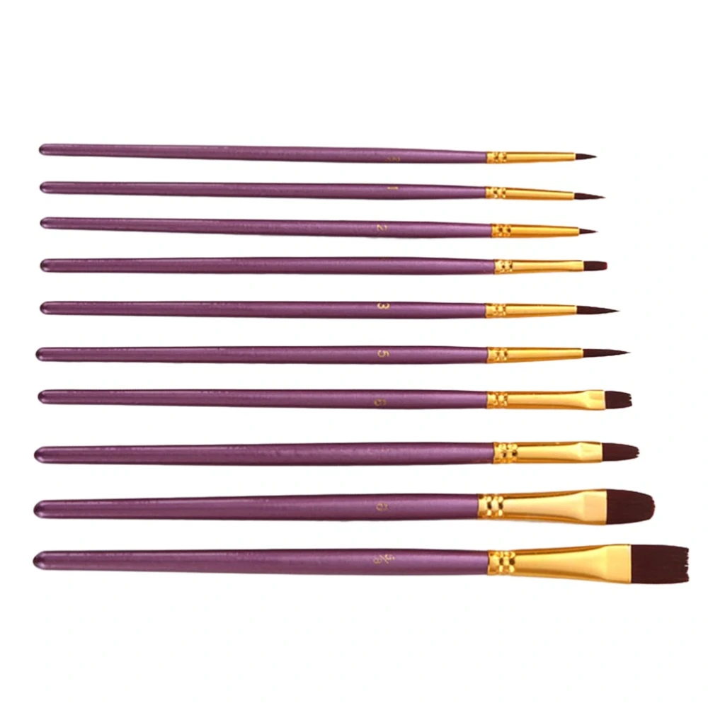 10PCS Professional Paint Brushes Set Watercolor Painting Brushes Oil Painting Brushes Painting Kit for Students Artists (Purple Handle)