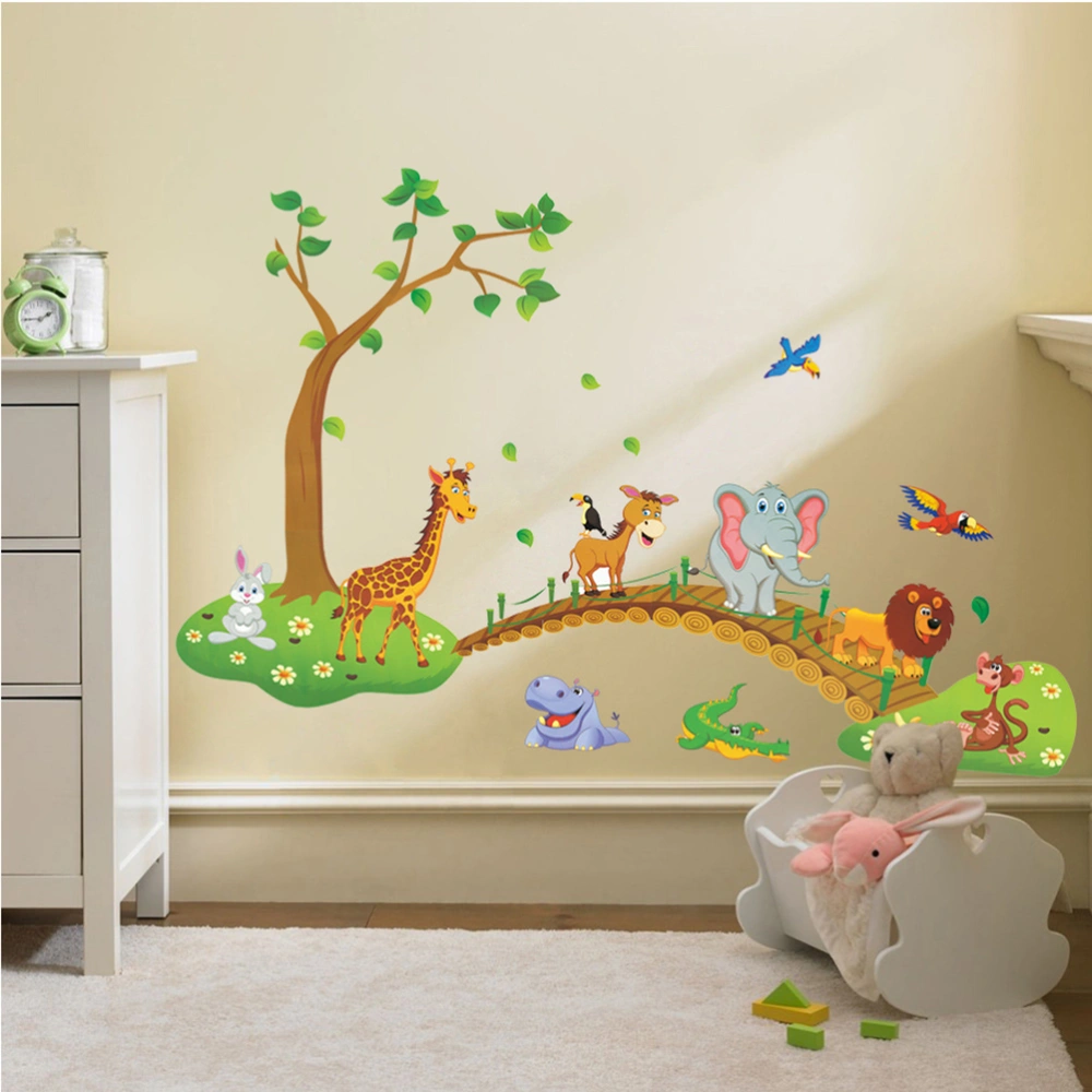 Lovely Elephant Owl and Giraffe Wall Sticker Removable Cartoon Animals Wall Decals Home Decor for Kids Room