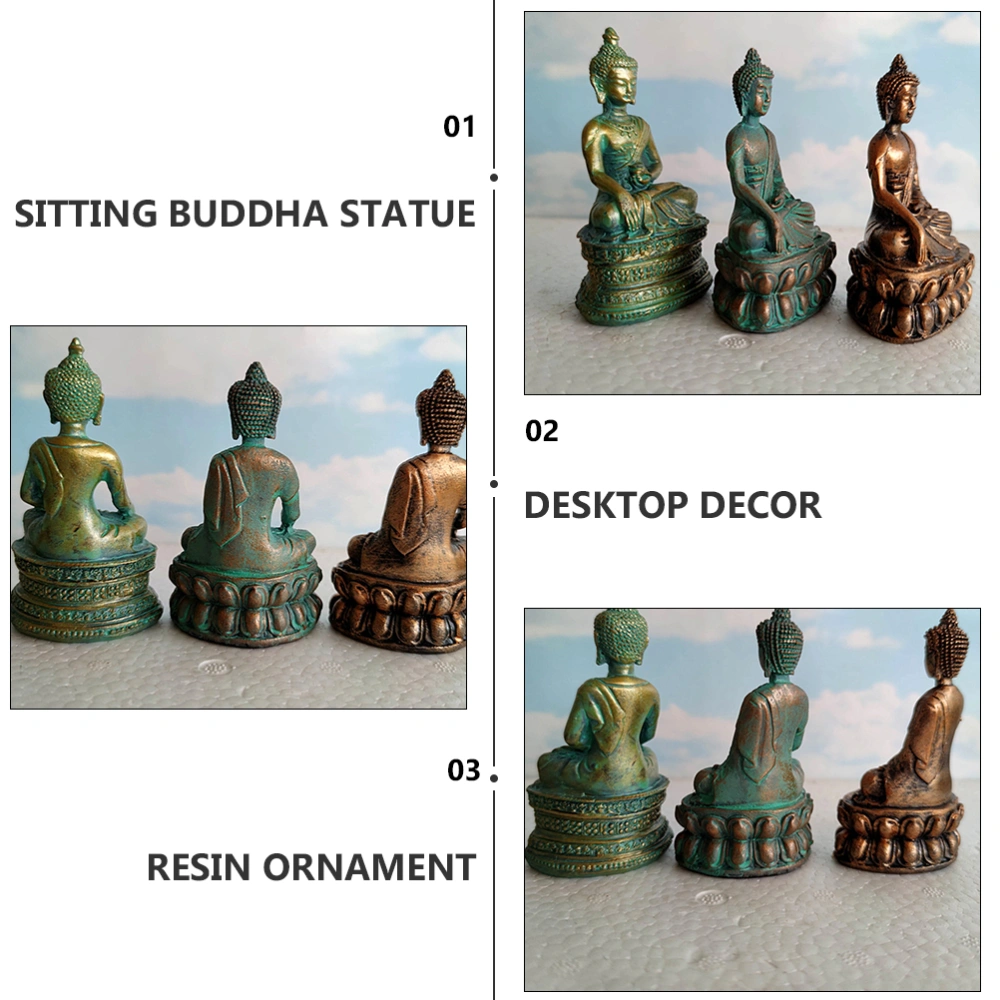 1pc Vivid Sitting Buddha Figurine Porch Decorative Buddhist Theme Resin Ornament