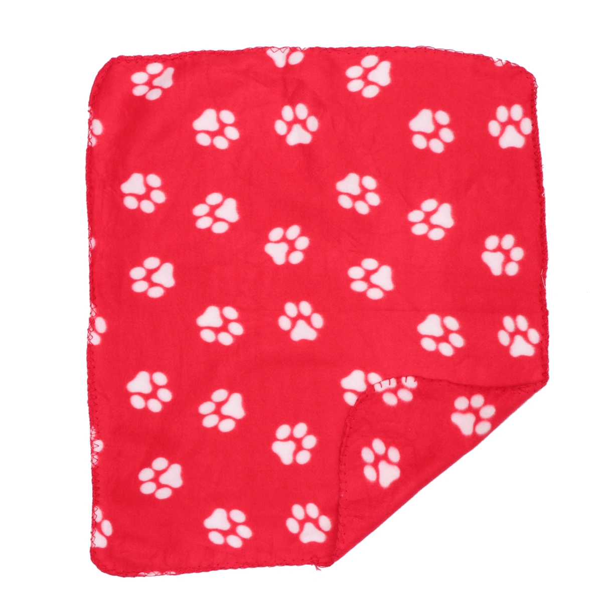 Pet Blanket for Dog Cat Animal Paw Double-sided Fleece Blankets All Year Round Puppy Kitten Bed Sleep Mat 60x70cm (Red Background with White Paws)