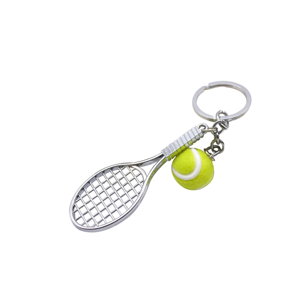 2pcs Tennis and Racket Keychain Keyring Purse Bag Pendant Decoration Hanging Ornament Creative Gift (Green)