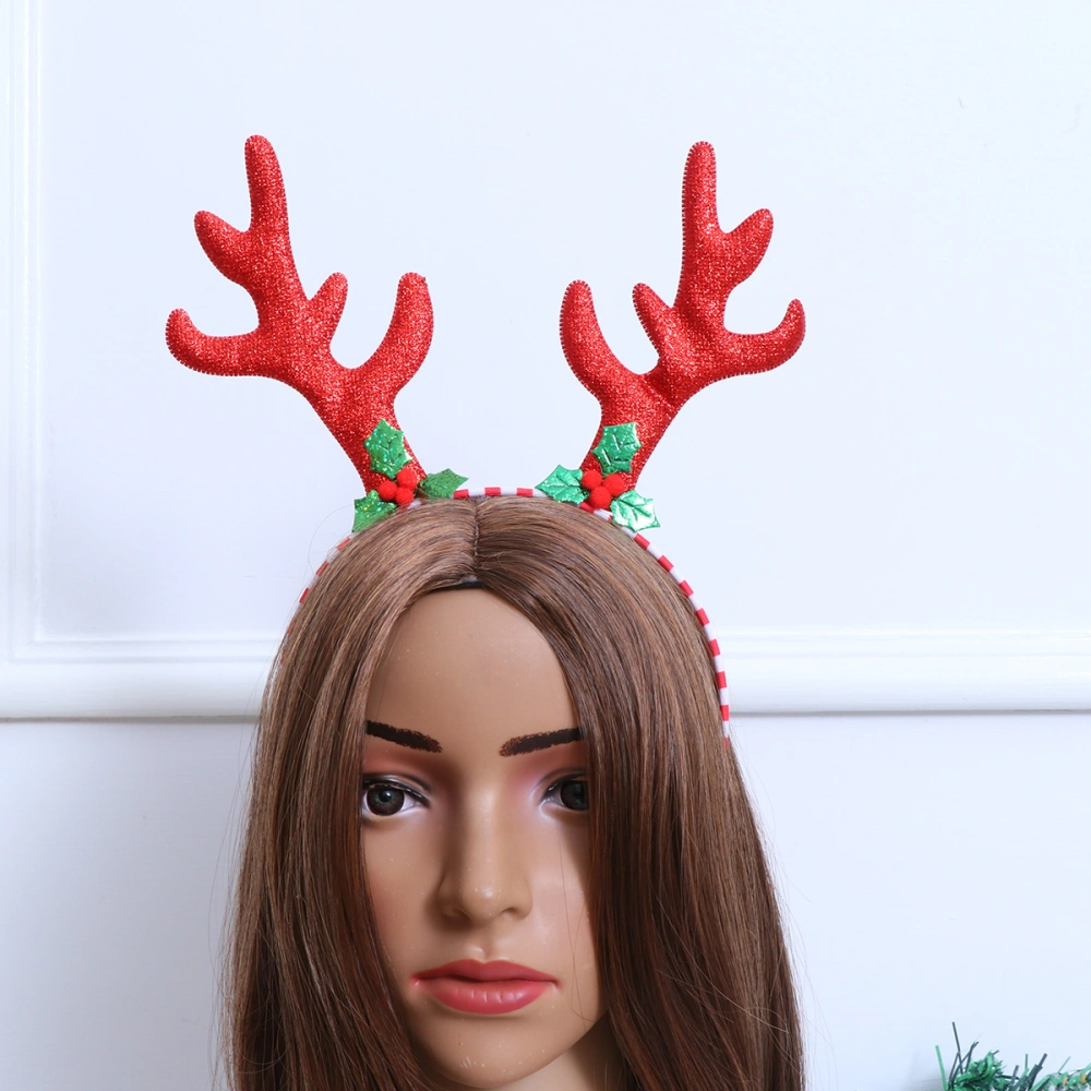 Christmas Antler Design Hair Headband Delicate Headdress for Children Decoration (Red Sequins Antler)